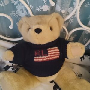 Ralph Lauren Teddy Bear From 1996 with Navy Sweater